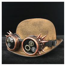 Handmade Women Men Steampunk Bowler Hat Patch Gear Glasses Top Hats Fedora Headwear Cosplay Cat Ear Billycock Groom Hat 2024 - buy cheap