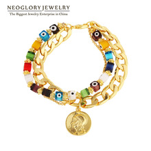 Necobertura claro cor amarela dourada, pulseiras com múltiplas camadas em corrente, joias femininas vintage 2020 2024 - compre barato