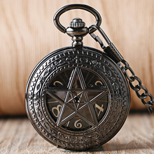 Vintage Pocket Watch Supernatural Pentagram Crown Pattern Dial Steampunk Hand-winding Mechanical Clock for Men Women FOB Chain 2024 - buy cheap