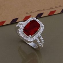 AR708-anillos de Color plateado para mujer, joyería de moda, anillos populares para mujer, piedra roja brillante/bchajtoa Bszakkga 2024 - compra barato