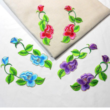 1pair/2pc Flower Applique Clothing Embroidery Patch Fabric Sticker Iron On Patch Craft Sewing Repair Embroidered 18.5X5cm BD0467 2024 - buy cheap