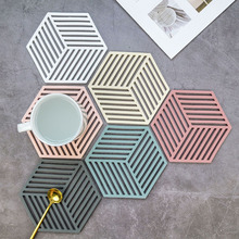 Silicone Coaster Cup Hexagon Mats Pad Heat-insulated Bowl Placemat Home Decor Desktop Eco-friendly Chic Japanese Simple 1PCS 2024 - buy cheap