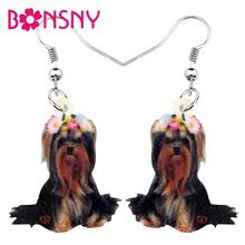 Bonsny-pendientes largos de estilo Yorkshire Terrier para mujeres y niñas 2024 - compra barato