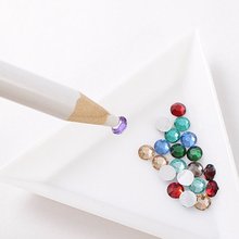 2 pçs/set Nail Art Pedrinhas Gems Picking Lápis Caneta Selecionador + Triângulo Placa Dotting Manicure Ferramentas de Diamantes de Alta Qualidade 2024 - compre barato