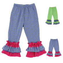 2Colors Baby Trousers Pants,Ruffle Pants Girls Striped Color Knitted Cotton Triple Ruffled Pants for Kids1-6T kleding set 2024 - buy cheap