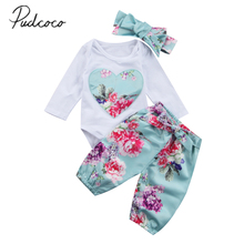 Kawgeett-conjunto de roupas floral para bebê recém-nascido, roupas com coração, macacão + calças compridas, de 0 a 24 meses 2024 - compre barato