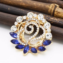 Broche de cristal azul feminino, broche grande com strass, elegante, romântico, casamento, damas de honra, joias para mulheres 2024 - compre barato