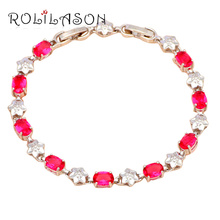 ROLILASON Presentes Perfeitos para Namorada Rosa Romântico Rosa de Cristal de Prata Charme Pulseiras Moda jóias TBS934 2024 - compre barato