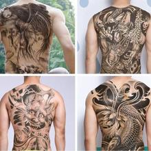 Для мужчин воды переносить наклейку с татуировкой Водонепроницаемый временные большой черный китайский Бог полный назад татуировки 48*34 см поддельные татуировки для человека S3 2024 - купить недорого