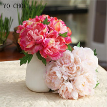 YO CHO Fake Big Peony Flower Bouquet Autumn Decoration For Home Wedding Party Silk Artificial Peony Flower Festival Decor Flower 2024 - buy cheap