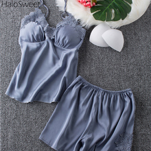 Summer Slik Sleepwear Woman Pijama Lingerie Suit Female Shorts Home Clothes For 2018 Clothing Pyjama Femme Lace Top Two Piece 2024 - buy cheap