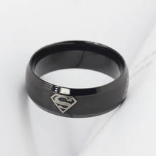 Ретро панк Черное титановое стальное кольцо для пар черное кольцо Супермена мужское ювелирное изделие anillos anel masculino anelli anillo 2024 - купить недорого
