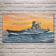 Military warship battle Ship sunset sky cloud fabric posters on the wall picture home living room decoration for bedroom KF868 2024 - buy cheap
