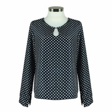 Blusa feminina chiffon manga comprida bolinhas, camisa feminina casual vazada plus size 2024 - compre barato