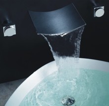 Бесплатная доставка полированный хром Настенный watefall раковина/ванна кран 2024 - купить недорого