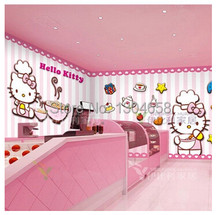 Free shipping custom modern 3D large murals of TV setting wall bedroom KTV Tong real cartoon wallpaper HELLOKITTY cat 2024 - buy cheap