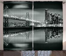 Black and White Decorations Curtains San Francisco Bay Bridge Metropolis Panorama Skyscrapers Living Room Bedroom Window Drapes 2024 - buy cheap