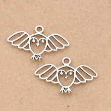 10PCS Owl Charm Pendant fit Jewelry DIY Making Bracelet Necklace Antique Silver Plated Accessories 29x18mm 2024 - buy cheap