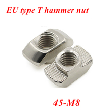 50 pcs 45-M8 M8 Ranhura t porca t hammer head apertem porca deslizante para 4545 séries de alumínio conector perfil DA UE padrão 2024 - compre barato