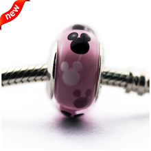 CKK Murano Glass Beads 925 Sterling Silver Pink Mickey Icon Europe Charms Original Fits For Bracelets Jewelry 2024 - buy cheap