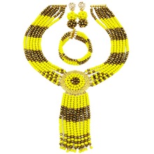 Opaque Yellow Golden Brown Crystal African Beads Jewelry Set for Women Nigerian Wedding Gifts 6CXLS10 2024 - buy cheap