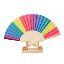 7 Inch Rainbow Hand Held Folding Fan Dance For Gay Pride LGBT Wedding Themed Parties Decoration Fan Art Craft Decor 2024 - buy cheap