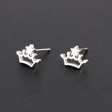 New Romantic Crown Stainless Steel Small Gold/Black/Silver Color Star Princess Stud Earrings Women Party Girlfriend Gift 2024 - buy cheap