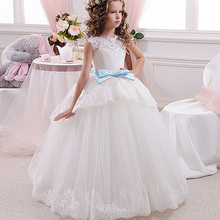 Elegant Flower Girl Dresses Lace Sleeveless Applique Tulle Fluffy birthday Little Girl Holy Communion pageant Dresses 2024 - buy cheap