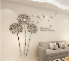 Free shipping Dandelion Acrylic 3D Stereo Mirror Wall Sticker Bedroom Living Room Background Sofa TV Wall Sticker 2024 - buy cheap