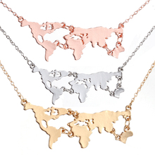 20pcs/lot Fashion Jewelry Gold/Rose Gold/Gun Black Plated Charm Exaggerated Style World Map Composition Necklace 2024 - buy cheap