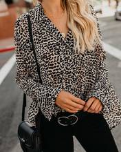 2018 Women Blouse Leopard Print  Shirt Long sleeve Top Loose Pockets Blouses Plus Size Chiffon Shirt Camisa Feminina Clothing 2024 - buy cheap