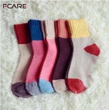 Fcare 10PCS=5 pairs ladies Rabbit Wool Socks hit color Socks Fall Winter Wool Socks  chaussette femme 2024 - buy cheap