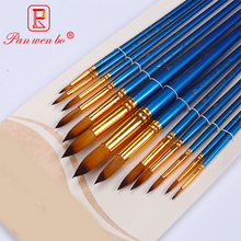 Conjunto de pincel de pintura aquarela de cabelo, cabo de madeira azul, acrílico e suprimentos para arte 2024 - compre barato