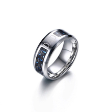 Мужское кольцо из нержавеющей стали шириной 8 мм, черное + синее кольцо из углеродного волокна с гравировкой для папы/счастливого дерева/рыбы/масонской, подарочное кольцо в четырех стилях 2024 - купить недорого