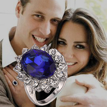 British Kate Princess Diana William Engagement Wedding Ring Big Blue Crystal Cubic Zirconia Fashion Jewelry Lady Women Wholesale 2024 - buy cheap