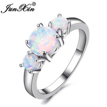 Boho Female White Fire Opal Stone Ring Fashion Silver Color Rings For Women Promise Love Engagement Ring 2024 - buy cheap