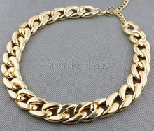 Vintage Gold Color Chunky Chain Necklace For Women Long Chian CCB Plastic Female Collar Necklace 2017 New Fashion Jewelry 2024 - buy cheap