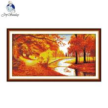 Joy Sunday Golden Autumn Counted Cross Stitch Design Cross Stitch Sets DIY Cross Stitch Kit for Embroidery Home Decor Needlework 2024 - buy cheap