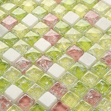 Ледяной кракль розовый смешанный зеленый цвет стеклянная Смешанная белая каменная мозаичная плитка для кухни щиток плитка мозаика для Ванной Душа плитка 2024 - купить недорого