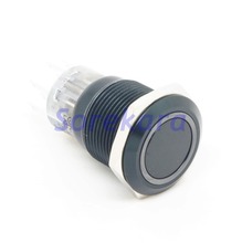 Zn-al anel de led de 19mm, cores verdes, travamento 2no, 2nc, interruptor de botão empurrar, revestimento preto para automóvel ip67, ul, 6v/12v/24v/110v/220v 2024 - compre barato