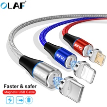 Магнитный зарядный кабель OLAF Quick Charge 3,0 Micro usb Type C 3A Быстрая зарядка Магнитный кабель для iPhone Huawei Samsung Xiaomi LG 2024 - купить недорого