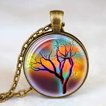 Charms Tree of Life Necklace Tree Art Photo Glass Cabochon Pendant Long Chain Necklaces Jewelry for Women Sweater Chain Jewelry 2024 - buy cheap