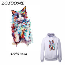 ZOTOONE Colorful Cat Patch for Clothing Iron-On Garment Heat Transfer Washable Badge Diy Accessory T Shirt Deco Applique Patches 2024 - buy cheap