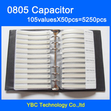 O Envio gratuito de 0805 SMD Livro Da Amostra Capacitor 105valuesX50pcs = 5250 pcs 0.5PF ~ 10 UF Capacitor Variedade Pack Kit 2024 - compre barato