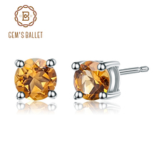 Gem's Ballet 5mm 0.96Ct Round Natural Citrine Gemstone Stud Earrings Genuine 925 Sterling Silver Fashion Jewelry for Women 2024 - buy cheap