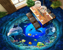 Beibehang 3D underwater world background floor stickers living room bedroom bathroom floor PVC waterproof stickers 3d floor 2024 - buy cheap