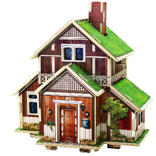 Belo modelo de residência residencial da noruega, kit de construção, quebra-cabeça 3d de madeira diy para crianças e adultos 2024 - compre barato