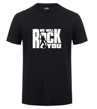 2017 Summer Queen We Will Rock You T Shirt Men Cool Printed Rock Band T-shirt Short Sleeve Cotton Rock Roll Tops 2024 - buy cheap