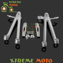 Silve Aluminum Motorbike Rear Passenger Footrest Foot Peg Rests Pedals & Bracket Mount For GSXR1000 GSX-R 1000 2005 2006 2024 - buy cheap