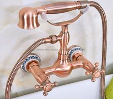 Antique Red Copper  Wall Mounted Bathroom Bath Faucet Mixer Tap With Hand Shower Head Shower Faucet Set Bna333 2024 - buy cheap